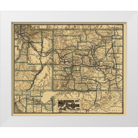 Denver and Rio Grande Railway 1886 White Modern Wood Framed Art Print by Rand McNally