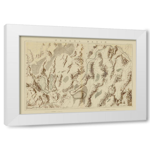 Nevada Basin Nevada - King 1876 White Modern Wood Framed Art Print by King