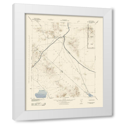 Bullfrog Nevada California Quad - USGS 1942 White Modern Wood Framed Art Print by USGS