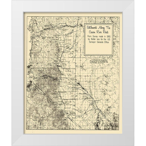 Carson River Settlement Nevada Landowner White Modern Wood Framed Art Print by Ives
