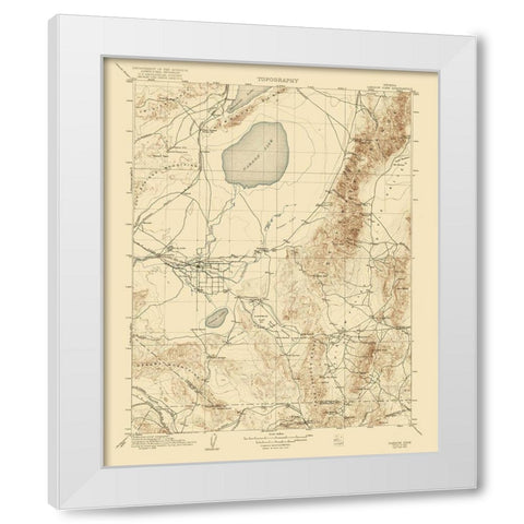Carson Sink Nevada Quad - USGS 1910 White Modern Wood Framed Art Print by USGS