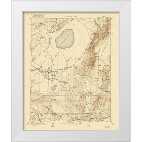 Carson Sink Nevada Quad - USGS 1910 White Modern Wood Framed Art Print by USGS