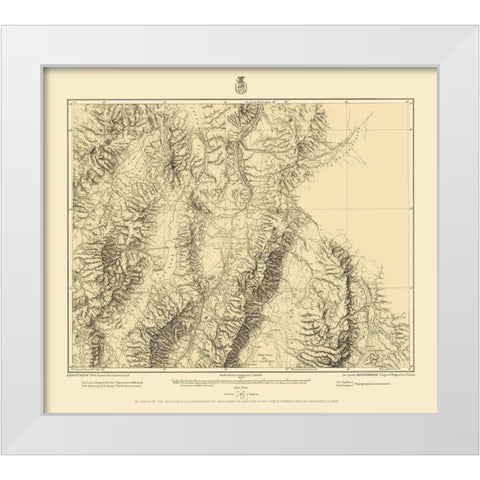 Central Nevada Geographical Sheet - US Army 1882 White Modern Wood Framed Art Print by US Army