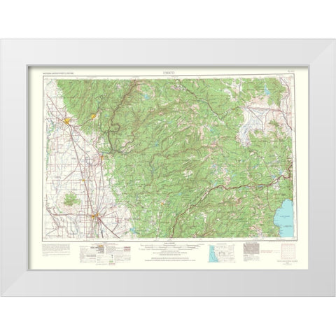 Chico California Nevada Quad - USGS 1967 White Modern Wood Framed Art Print by USGS