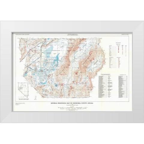 Churchill County Mineral Resources NV White Modern Wood Framed Art Print by Willden