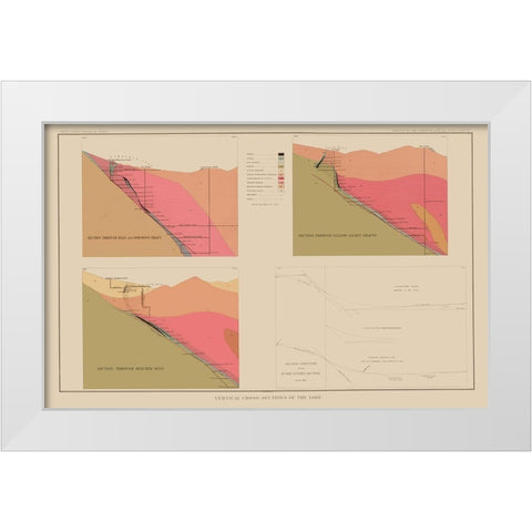 Comstock Lode Geology 3 Nevada - Becker 1882 White Modern Wood Framed Art Print by Becker