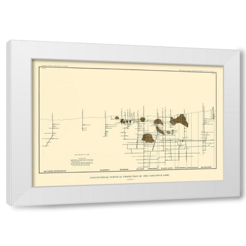 Comstock Lode Vertical Projection 2 Nevada White Modern Wood Framed Art Print by Becker