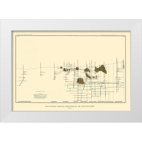 Comstock Lode Vertical Projection 2 Nevada White Modern Wood Framed Art Print by Becker
