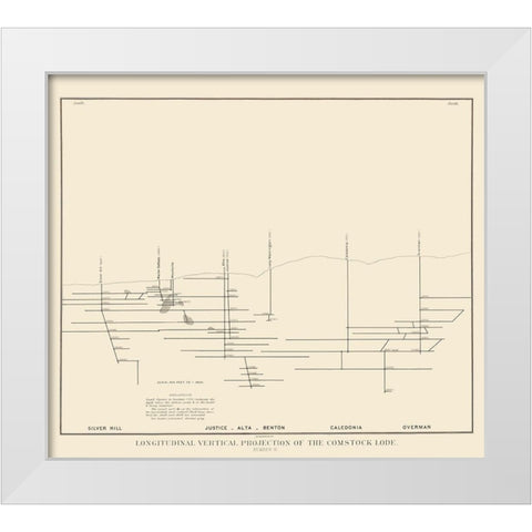 Comstock Lode Vertical Projection 3 Nevada White Modern Wood Framed Art Print by Becker