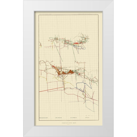 Comstock Mine Number Three Nevada - Becker 1882 White Modern Wood Framed Art Print by Becker