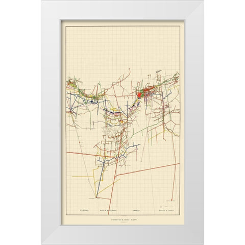 Comstock Mine Number Four Nevada - Becker 1882 White Modern Wood Framed Art Print by Becker