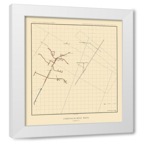 Comstock Mine Number Nine Nevada - Becker 1882 White Modern Wood Framed Art Print by Becker