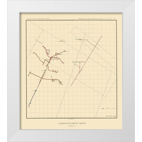 Comstock Mine Number Nine Nevada - Becker 1882 White Modern Wood Framed Art Print by Becker