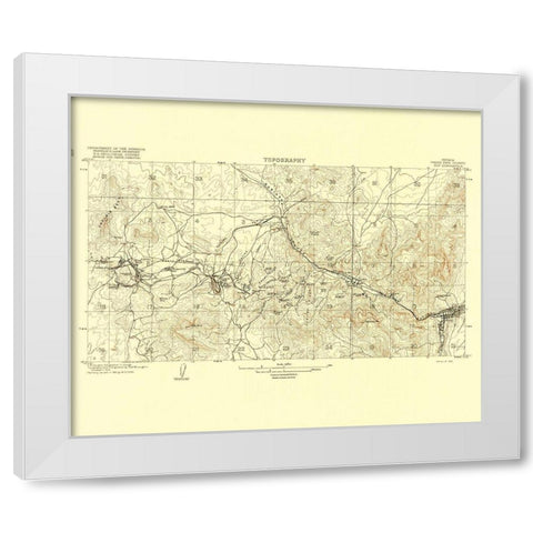 Ely Nevada Quad - USGS 1916 White Modern Wood Framed Art Print by USGS