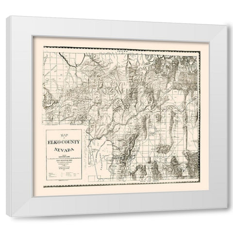 Elko County Nevada - McClellan 1894  White Modern Wood Framed Art Print by McClellan