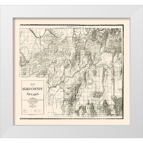 Elko County Nevada - McClellan 1894  White Modern Wood Framed Art Print by McClellan