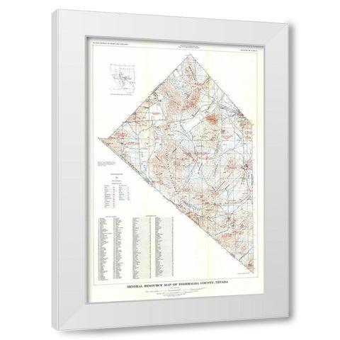 Esmeralda County Minerals Nevada Mines - USGS 1945 White Modern Wood Framed Art Print by USGS