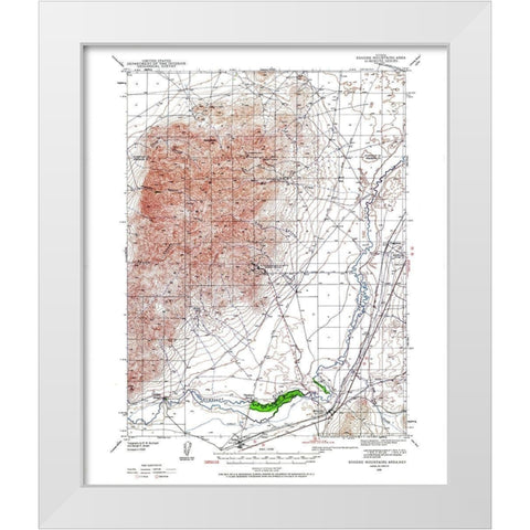 Eugene Mt Area Nevada - USGS 1939 White Modern Wood Framed Art Print by USGS