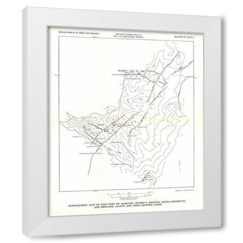 Fairview District Mines Prospect Veins NV White Modern Wood Framed Art Print by USGS