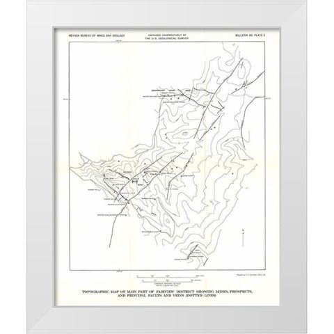 Fairview District Mines Prospect Veins NV White Modern Wood Framed Art Print by USGS