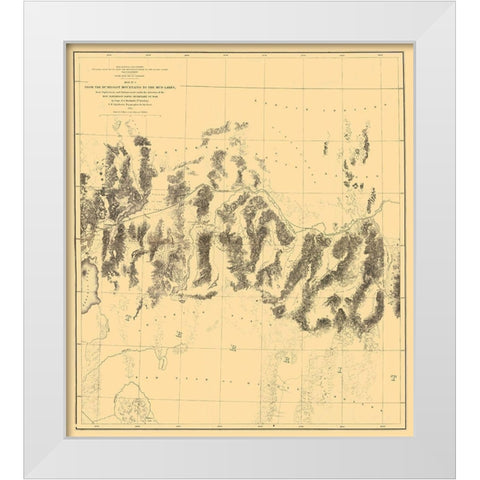 Humboldt Range Mud Lakes Nevada - Davis 1855 White Modern Wood Framed Art Print by Davis