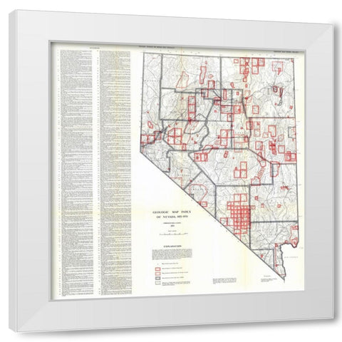 Geologic Index Nevada Mines - Lutsey 1955 White Modern Wood Framed Art Print by Lutsey