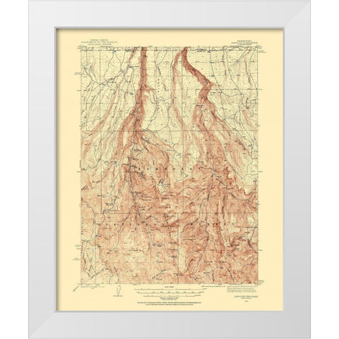 Jarbidge Nevada Idaho Quad - USGS 1943 White Modern Wood Framed Art Print by USGS