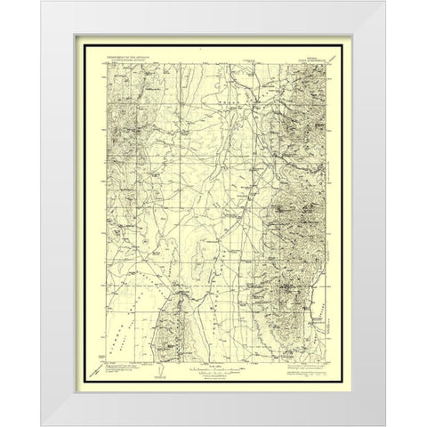 Jiggs Nevada Quad - USGS 1935 White Modern Wood Framed Art Print by USGS