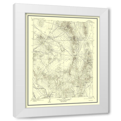 Kawich Nevada Quad - USGS 1908 White Modern Wood Framed Art Print by USGS