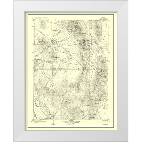 Kawich Nevada Quad - USGS 1908 White Modern Wood Framed Art Print by USGS