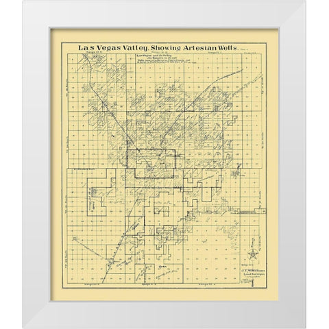 Las Vegas Valley Nevada Landowner - McWilliams White Modern Wood Framed Art Print by McWilliams