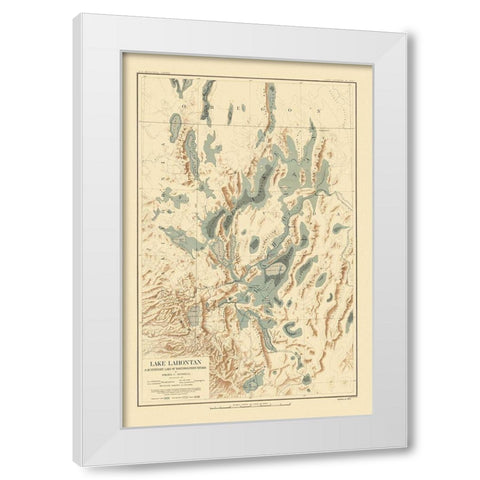 Lake Lahontan Nevada California - Bien 1892 White Modern Wood Framed Art Print by Bien