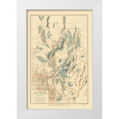 Lake Lahontan Nevada California - Bien 1892 White Modern Wood Framed Art Print by Bien