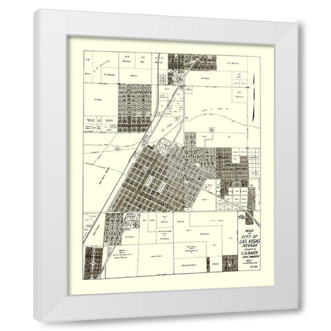 Las Vegas Nevada Landowner - Baker 1940 White Modern Wood Framed Art Print by Baker