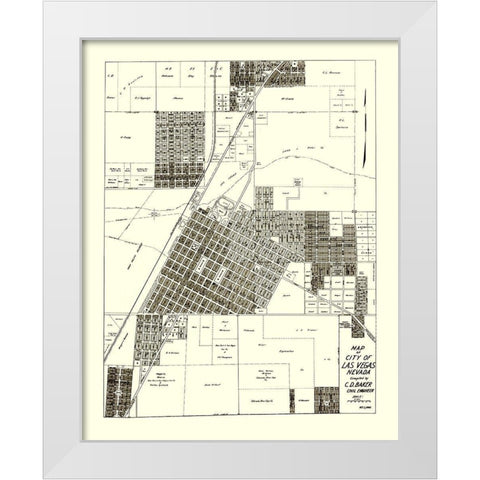 Las Vegas Nevada Landowner - Baker 1940 White Modern Wood Framed Art Print by Baker