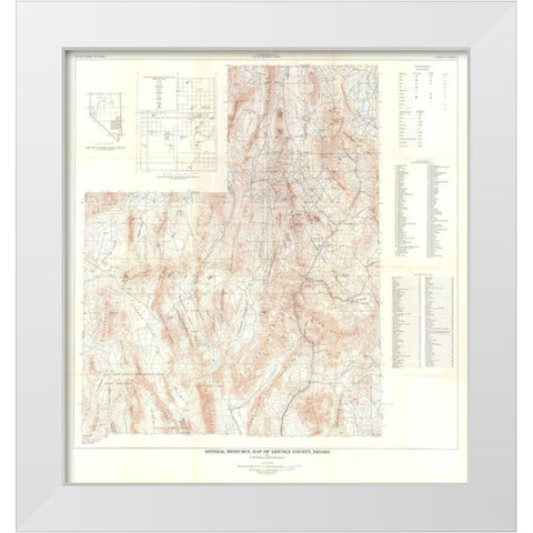 Lincoln County Minerals Nevada Mines - Tschanz White Modern Wood Framed Art Print by Tschanz