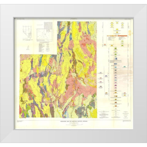 Lincoln County Nevada Mines - Tschanz 1954 White Modern Wood Framed Art Print by Tschanz