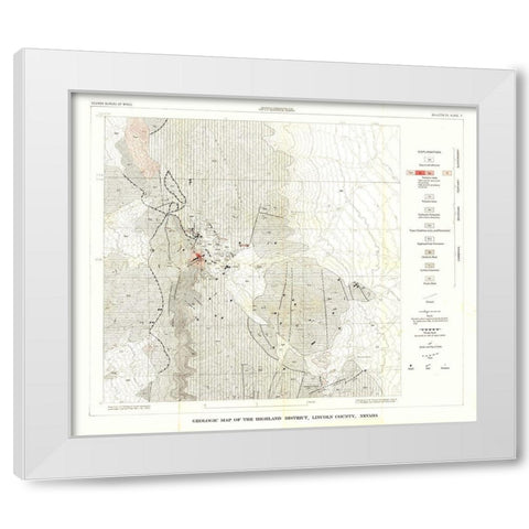Highland District Lincoln County NV Mines White Modern Wood Framed Art Print by Tschanz