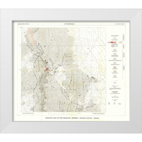 Highland District Lincoln County NV Mines White Modern Wood Framed Art Print by Tschanz