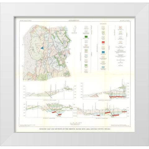 Lincoln County Bristol Silver Mine Area NV White Modern Wood Framed Art Print by USGS