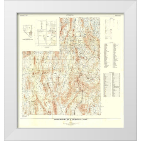 Lincoln County Minerals Nevada Mines - Tschanz White Modern Wood Framed Art Print by Tschanz
