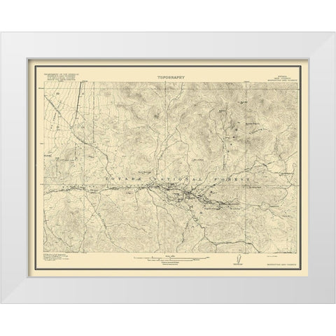 Manhattan Vicinity Nevada - USGS 1916 White Modern Wood Framed Art Print by USGS