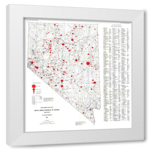 Metal Mining Districts Nevada Mines White Modern Wood Framed Art Print by Schilling