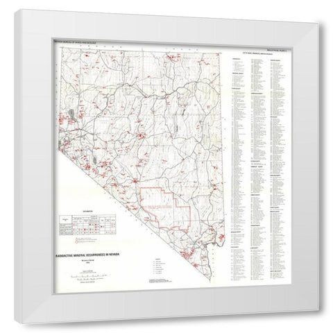 Radioactive Minerals Nevada Mines - Garside 1973 White Modern Wood Framed Art Print by Garside