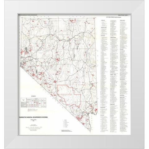 Radioactive Minerals Nevada Mines - Garside 1973 White Modern Wood Framed Art Print by Garside
