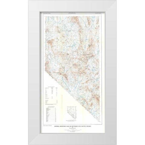 Southern Nye County Minerals NV Mines White Modern Wood Framed Art Print by Cornwall