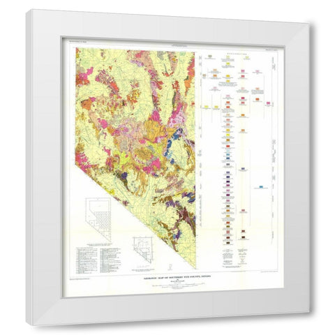 S Nye County  NV Mines - Cornwall  1967 White Modern Wood Framed Art Print by Cornwall