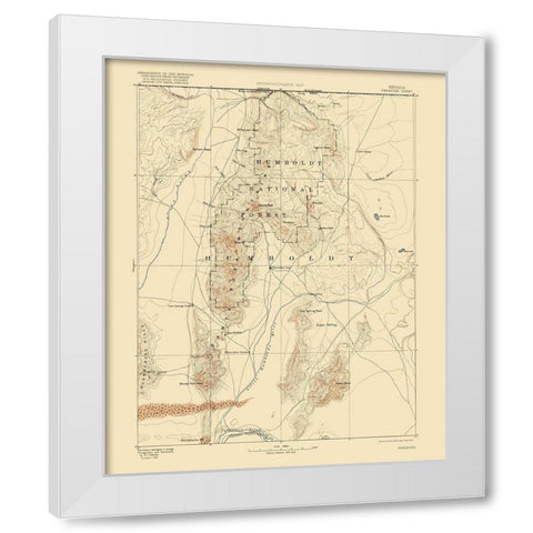Paradise Nevada Sheet - USGS 1893 White Modern Wood Framed Art Print by USGS