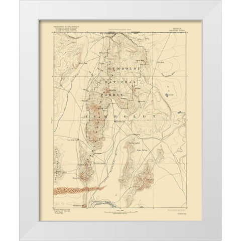 Paradise Nevada Sheet - USGS 1893 White Modern Wood Framed Art Print by USGS