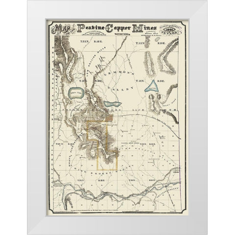 Peavine Copper Mines Nevada - Hatch 1867 White Modern Wood Framed Art Print by Hatch